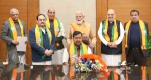 New BJP President Nitin Nabin with PM Narendra Modi and four former President Rajnath Singh, Nitin Gadkari, Amit Shah, Jagat Prakash Nadda